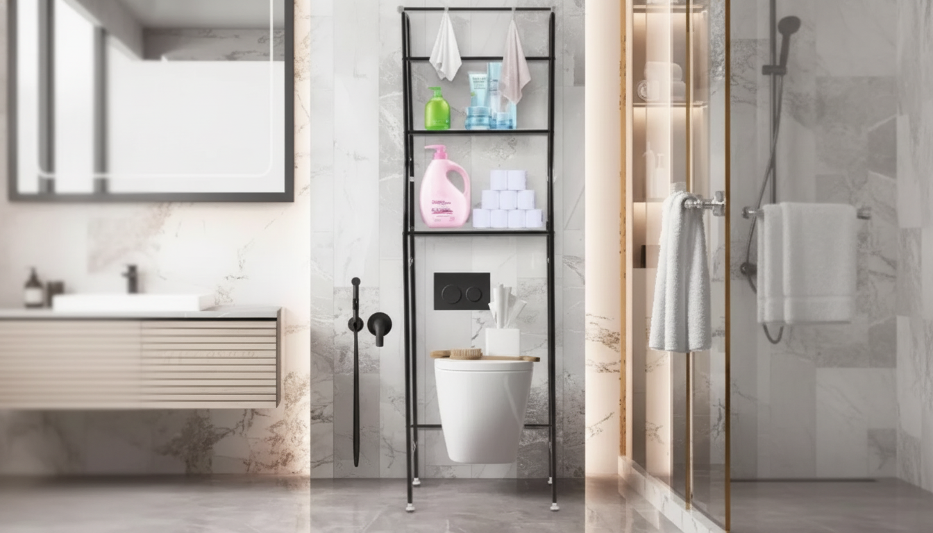 3-Tier Metal Over-Toilet Shelf for Small Bathroom Storage
